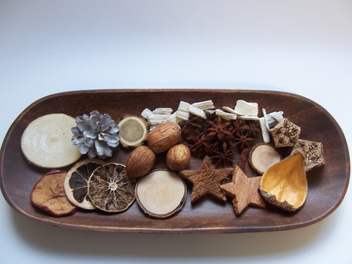 Adventschale mit deko oval - adventschale,