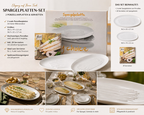 Spargelplatten oval 2er set - oval,